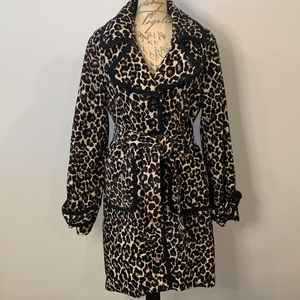 Dollhouse Outerwear lined belted trench coat animsl leopard print XL